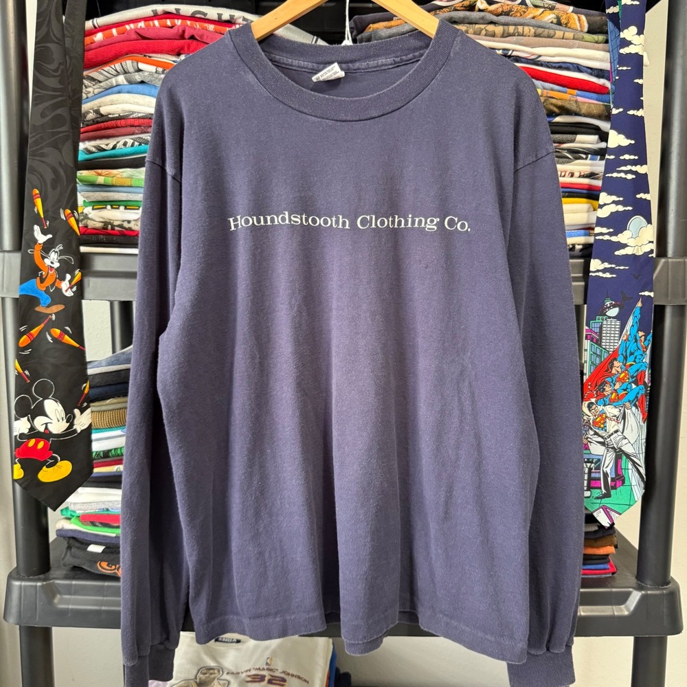 Vintage Navy Houndstooth Clothing Co Long Sleeve Shirt XL